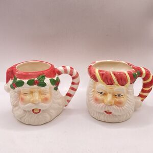 Set of 2 Vintage Santa Claus Christmas Mugs – Ceramic Holiday Cups